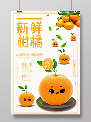 简约大气新鲜柑橘水果柑橘子蜜橘宣传海报